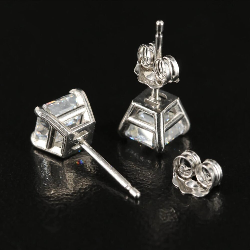 Platinum 1.80 CTW Diamond Stud Earrings with GIA Reports - Picture 5 of 8